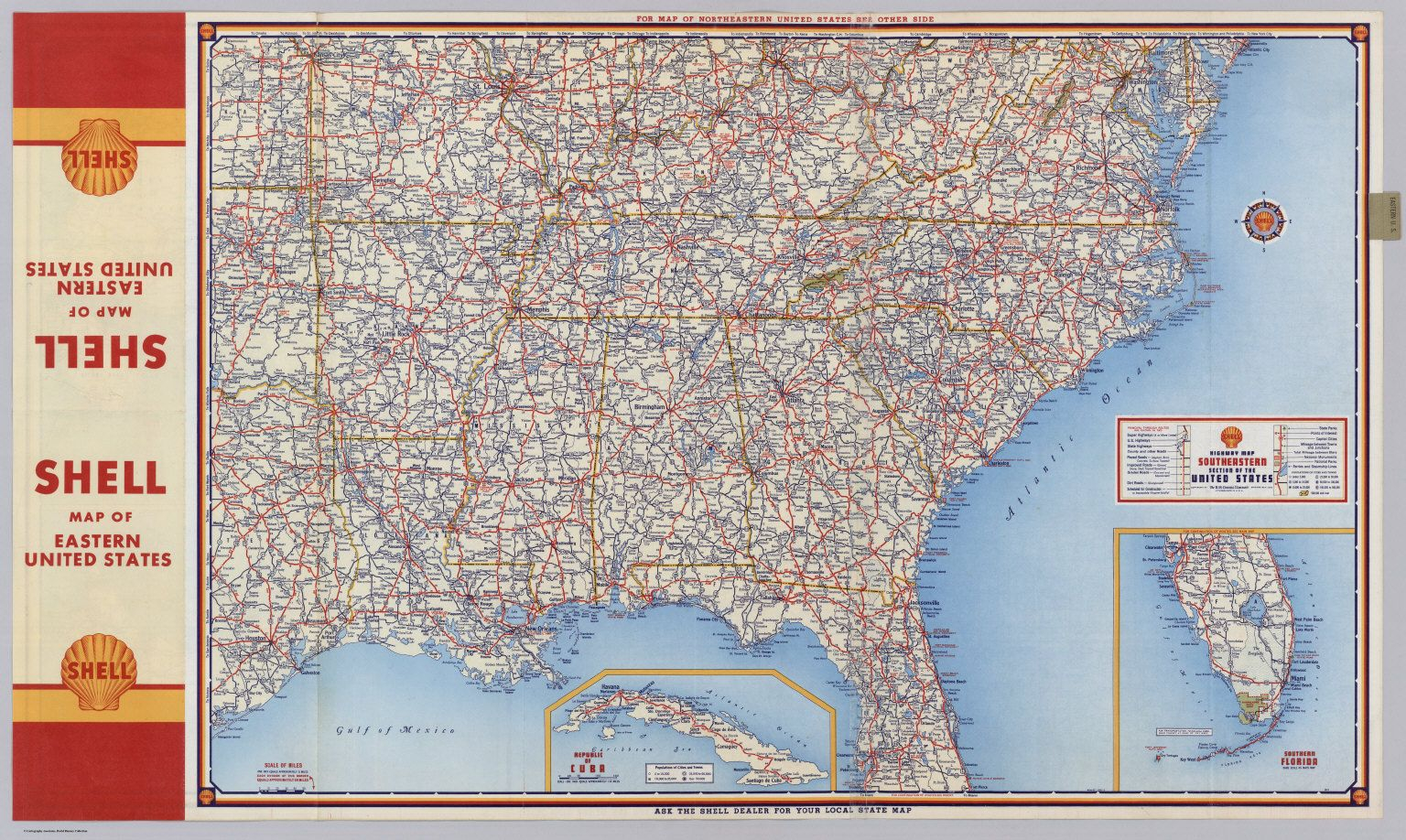 Shell Highway Map Southeastern Section Of The United States Mapas Felix