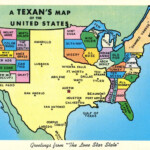 Texans Map Of The United States Postcard 1962 Funny Named