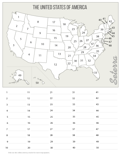 The U S 50 States Printables Map Quiz Game