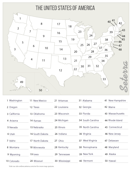 The U S 50 States Printables Map Quiz Game