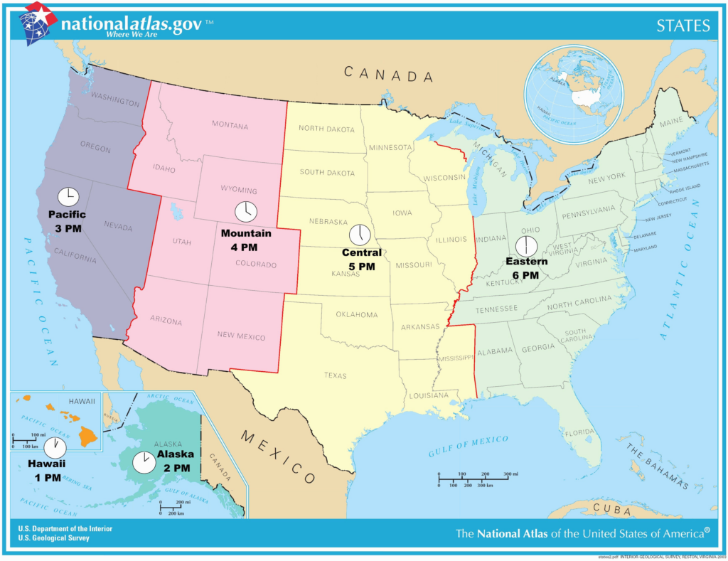 Time Zone Map Usa With States Printable Makemediocrityhistory Free 