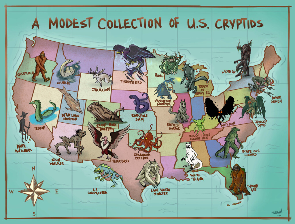 U S Cryptid Map Etsy