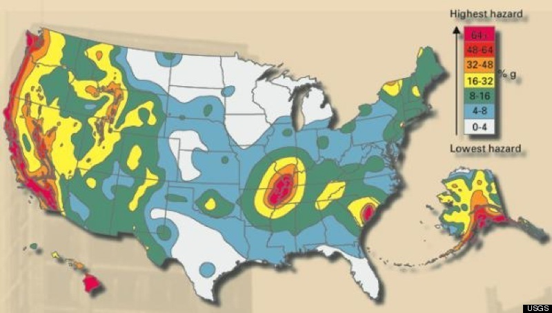 U S Fault Lines GRAPHIC Earthquake Hazard MAP HuffPost