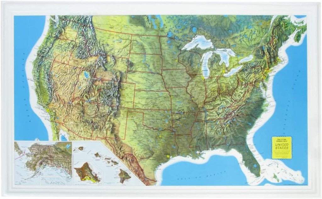 U S Raised Relief Topographical Map 3D Rand McNally By American 