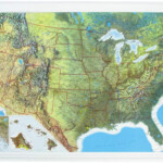 U S Raised Relief Topographical Map 3D Rand McNally By American
