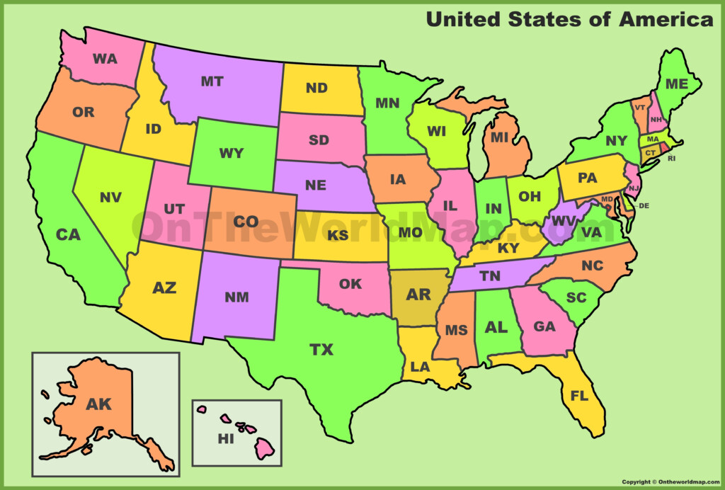 U S State Abbreviations Map