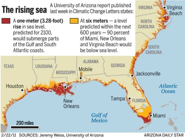 UA Climate Research Big Stretch Of US Coast At Risk Of Rising Seas 