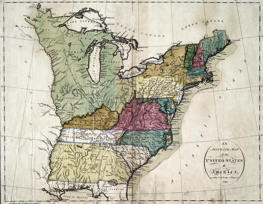 United States Map 1783 Painting By John Russell Pixels