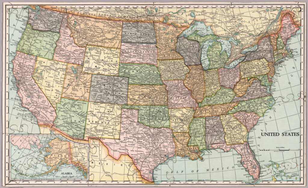 United States Map Die Cut On State Lines David Rumsey Historical 