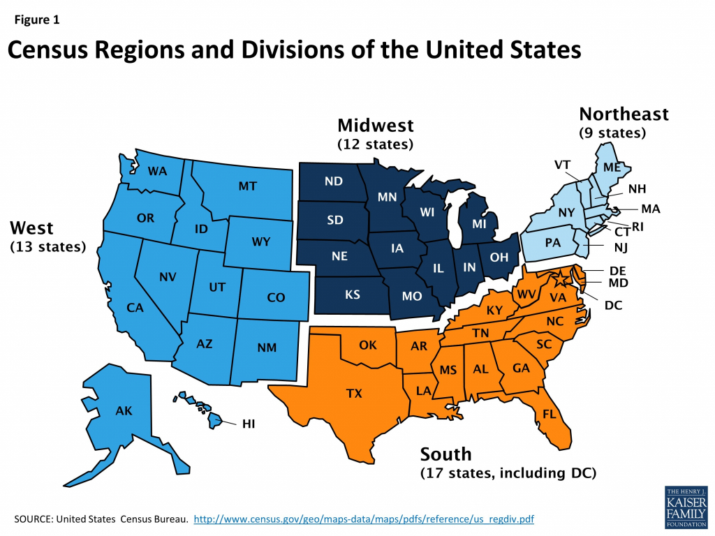 United States Map Divided Into 5 Regions Printable Map