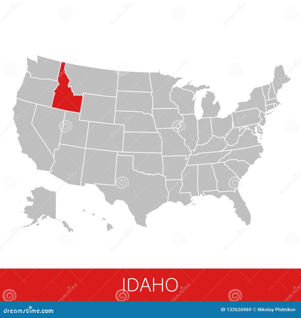 United States Of America With The State Of Idaho Selected Map Of The 