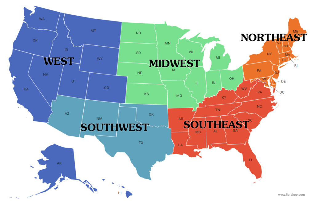 United States Region Maps Fla shop