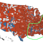 United States What Is This Line Of Counties Voting For The Democratic