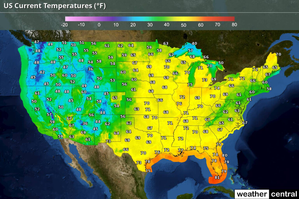 US Current Temperatures Map