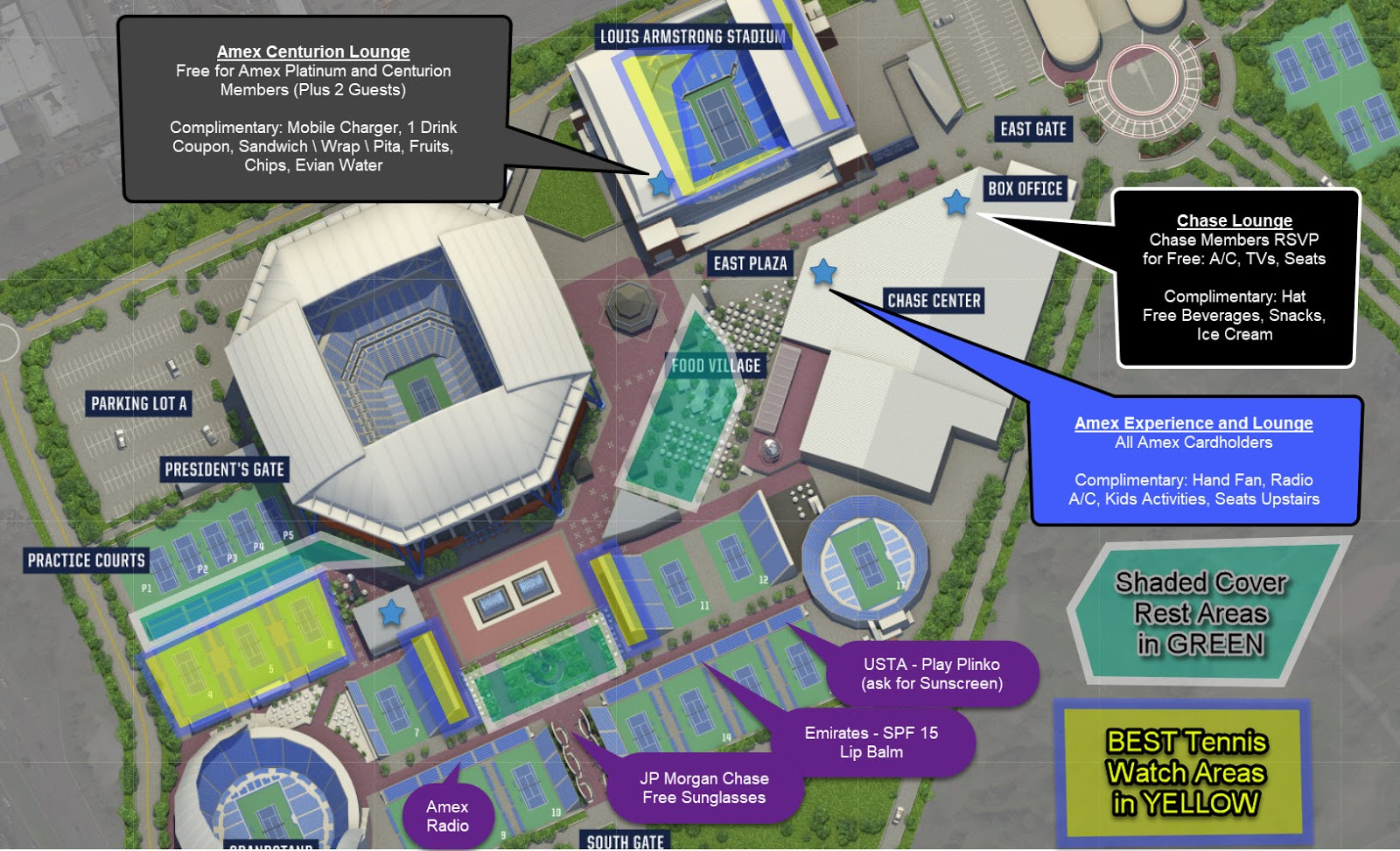 US Open Shade Map For Ashe Stadium And Armstrong Tennis Bargains