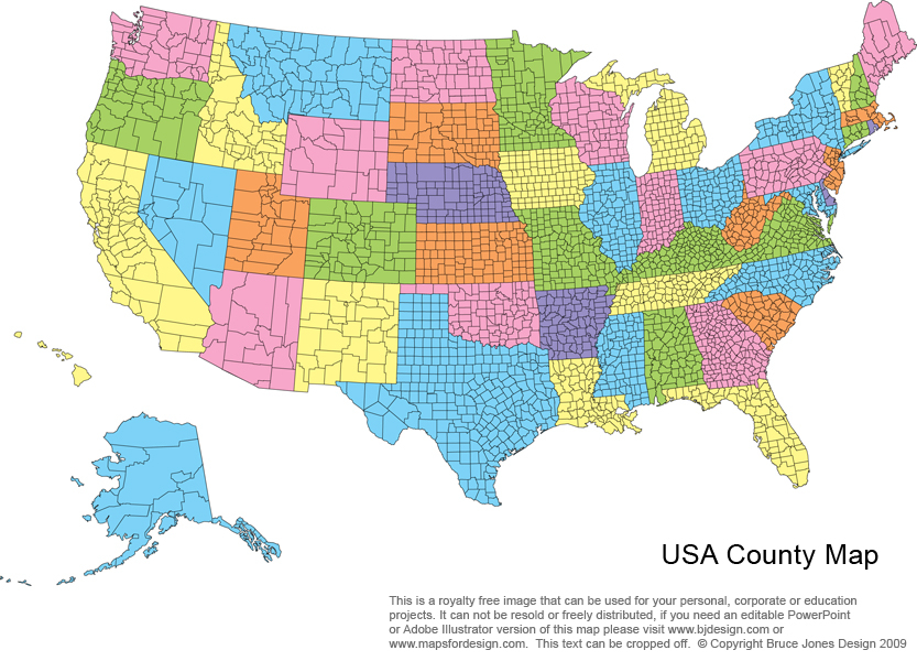 US Printable County Maps Royalty Free