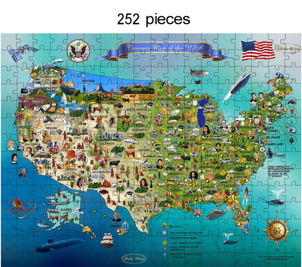 Usa Map Jigsaw Puzzle Educational Game For Children And Adult Etsy