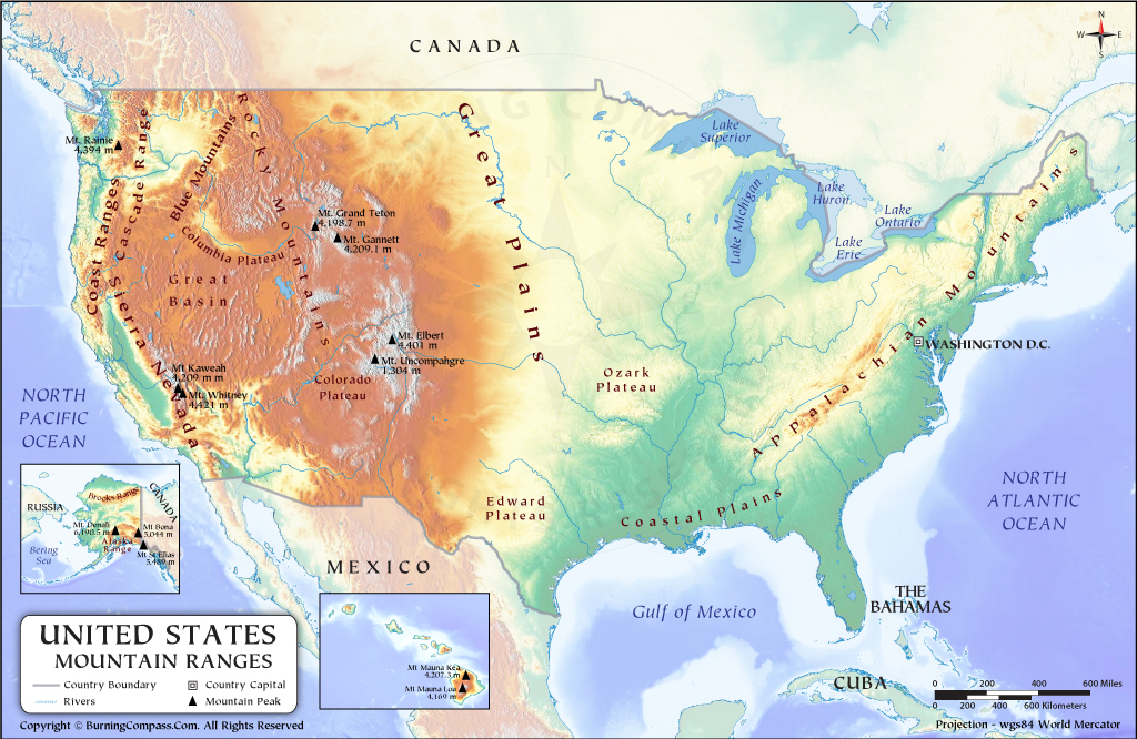 USA Mountains Map US Mountain Ranges Map