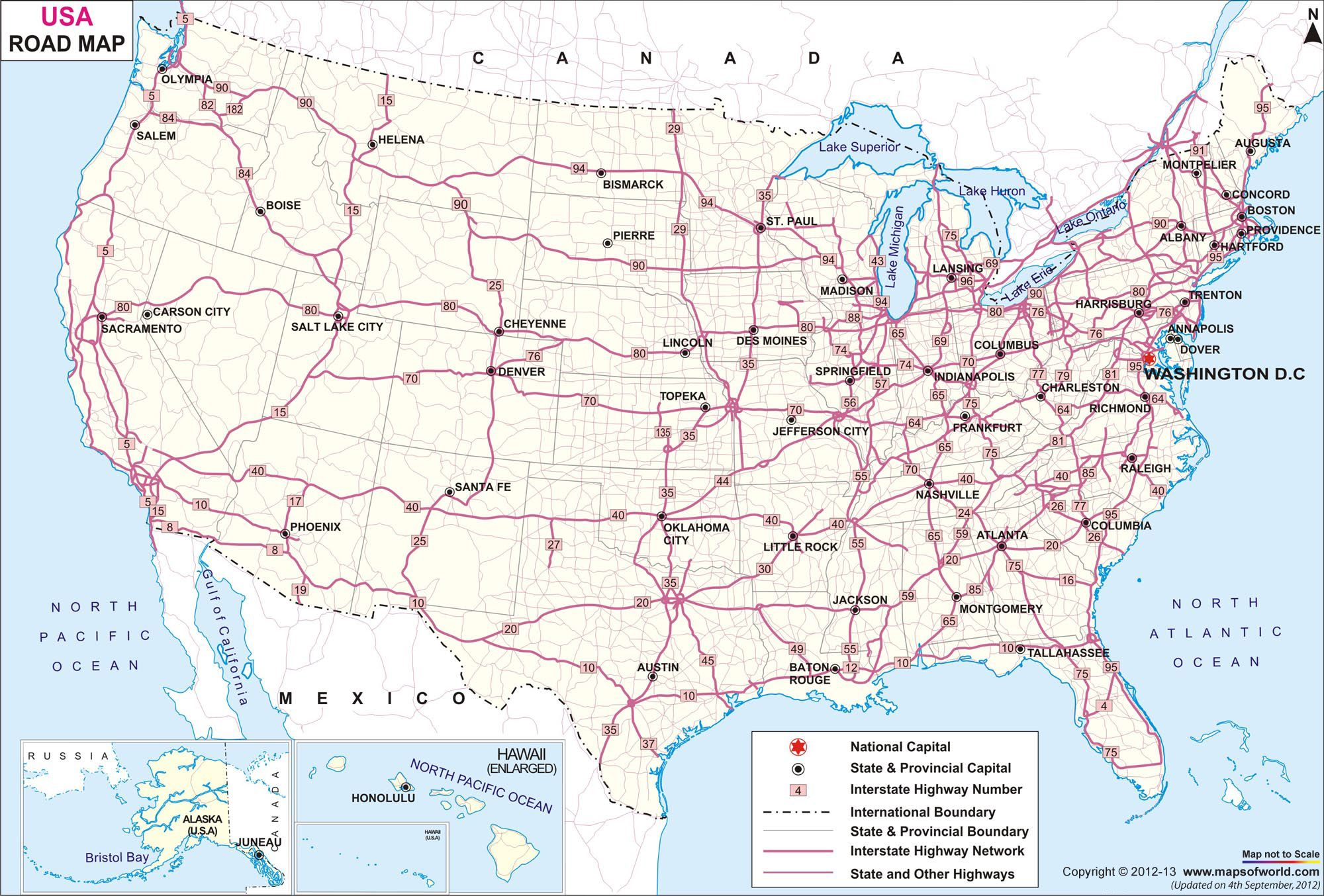 USA Road Network Map Tourist Map Usa Road Map Travel Maps