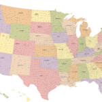 USA With Counties Map Digital Vector Creative Force