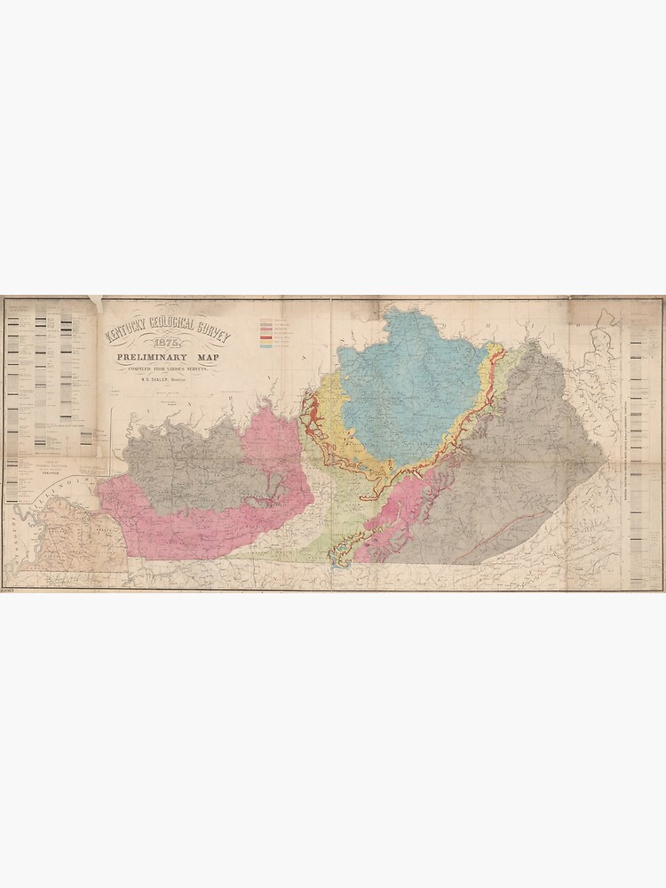  Vintage Geological Map Of Kentucky 1877 Poster By BravuraMedia 