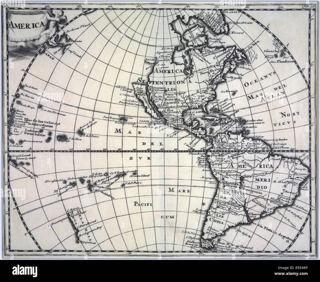 Vintage Map Of America Ca 1697 Credit UBC Library Stock Photo Alamy