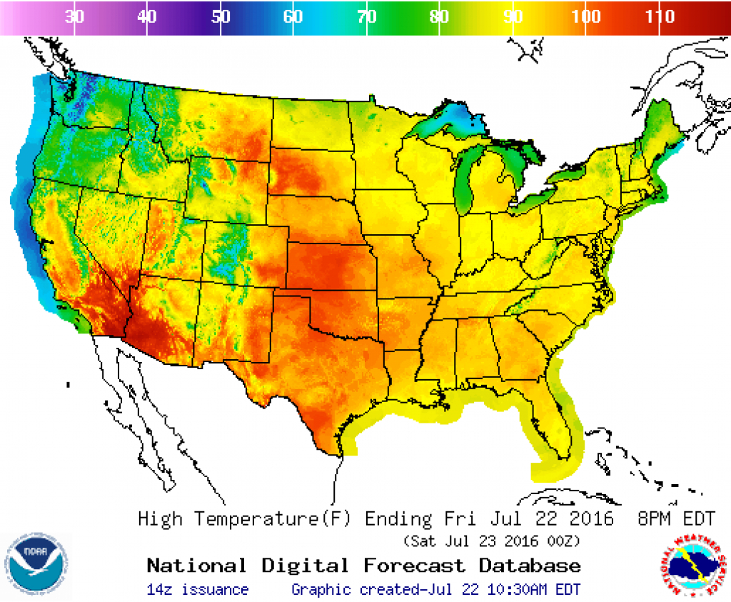 Weather Heat Map United States Printable Map