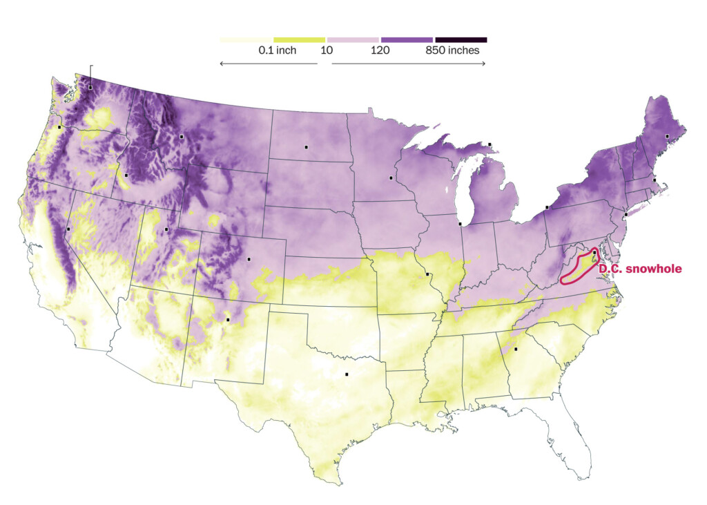 Yearly Snowfall In The USA MapPorn